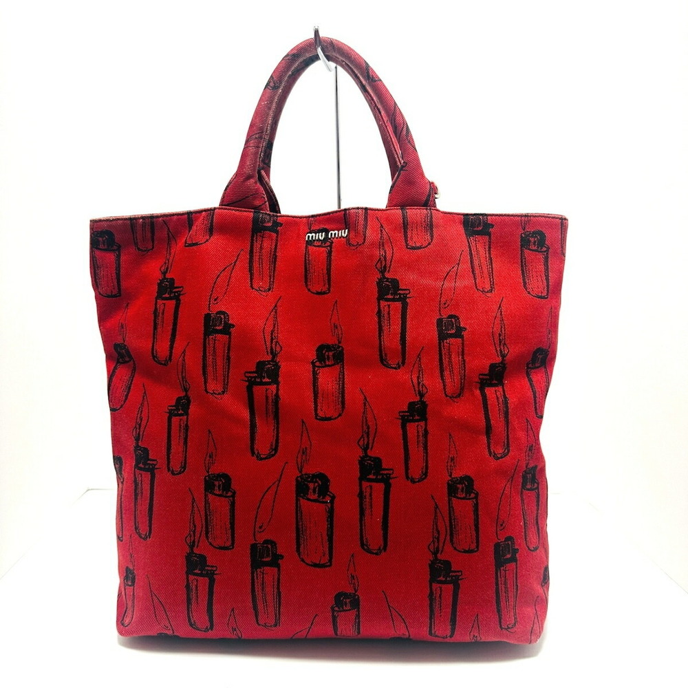 Miu Miu Tote Bag Lighter Pattern Red Black Leather - image 1